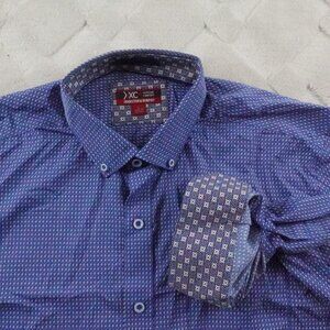 Johnston & Murphy XC4 Button Up Shirt Mens Large Plaid Flip Cuffs Stretchy